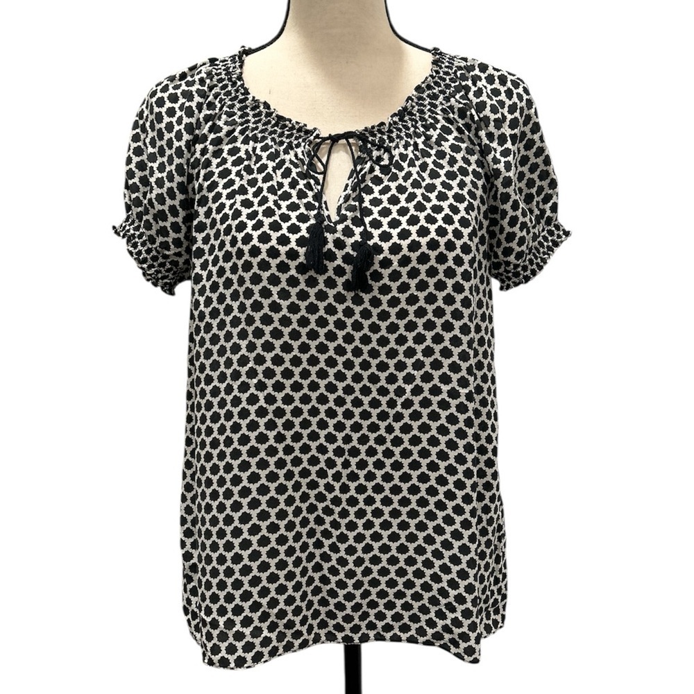 Joie Black and White Patterned Blouse